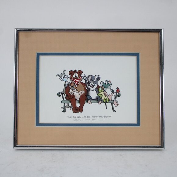 Robert Marble 10 x 8 Silver Peach Multi Animals "Things We Do For " Signed Pictu - Picture 5 of 8